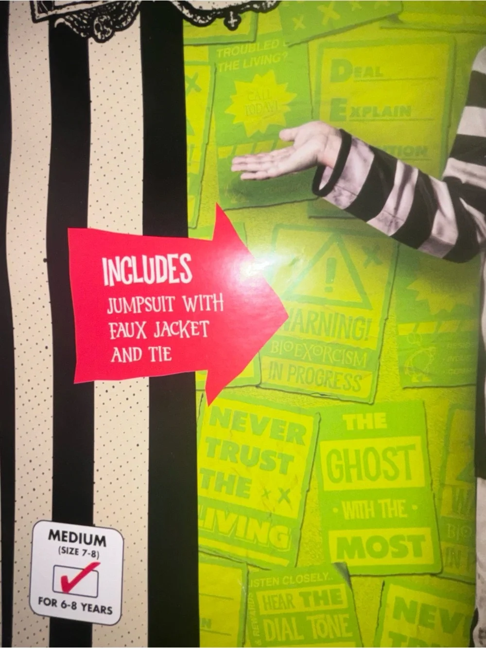 Rubie's Beetlejuice Striped Black & White Kids Halloween Costume Cosplay M (7/8) - Picture 6 of 8